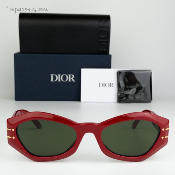 BRAND NEW Dior DIORSIGNATURE B1U 35C0 Shiny Red Green Women Butterfy Sunglasses - Picture 3 of 11